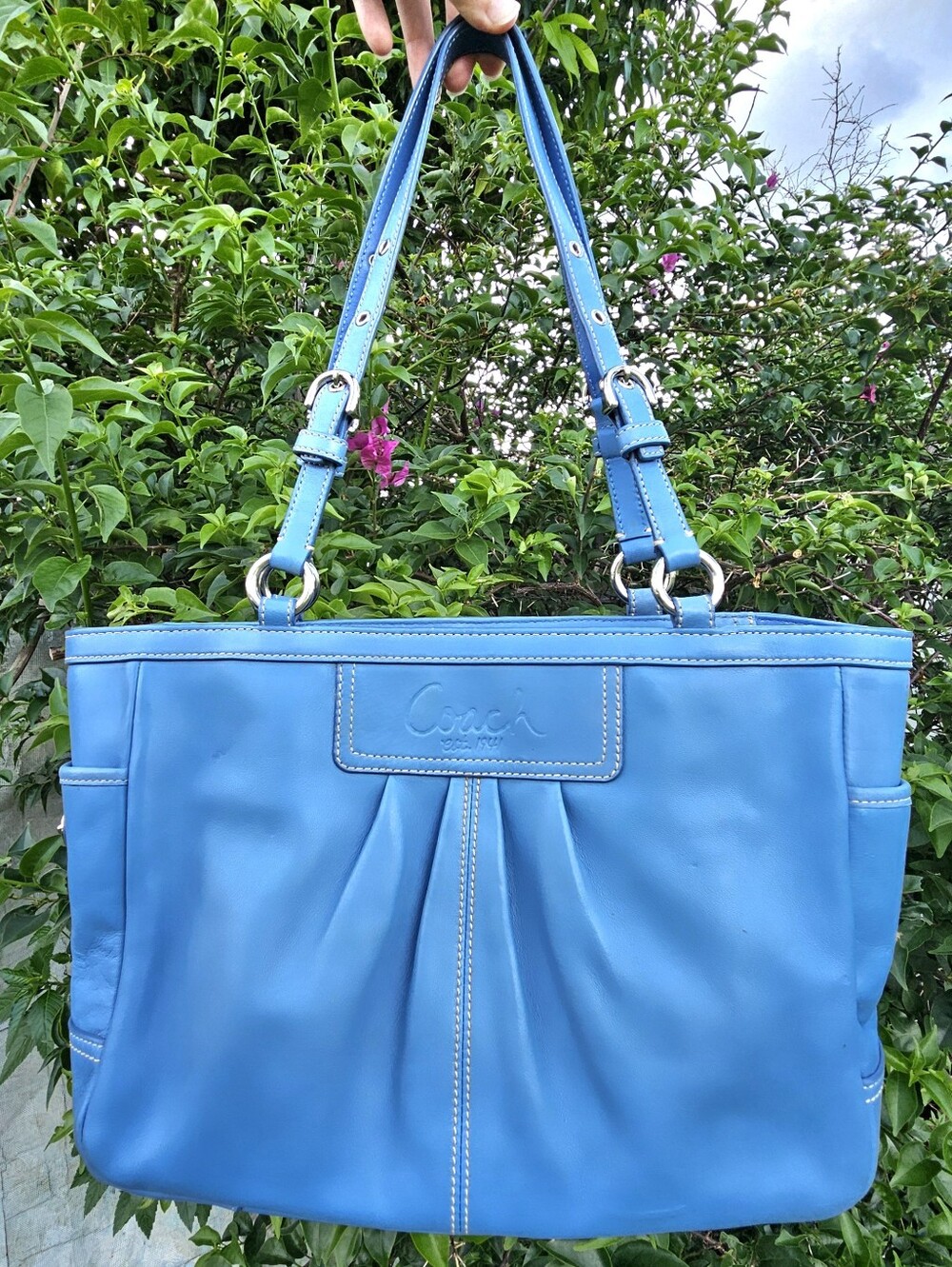 Coach Ashley East West Gallery Tote F13759 Blue Leather Shoulder Bag 2009